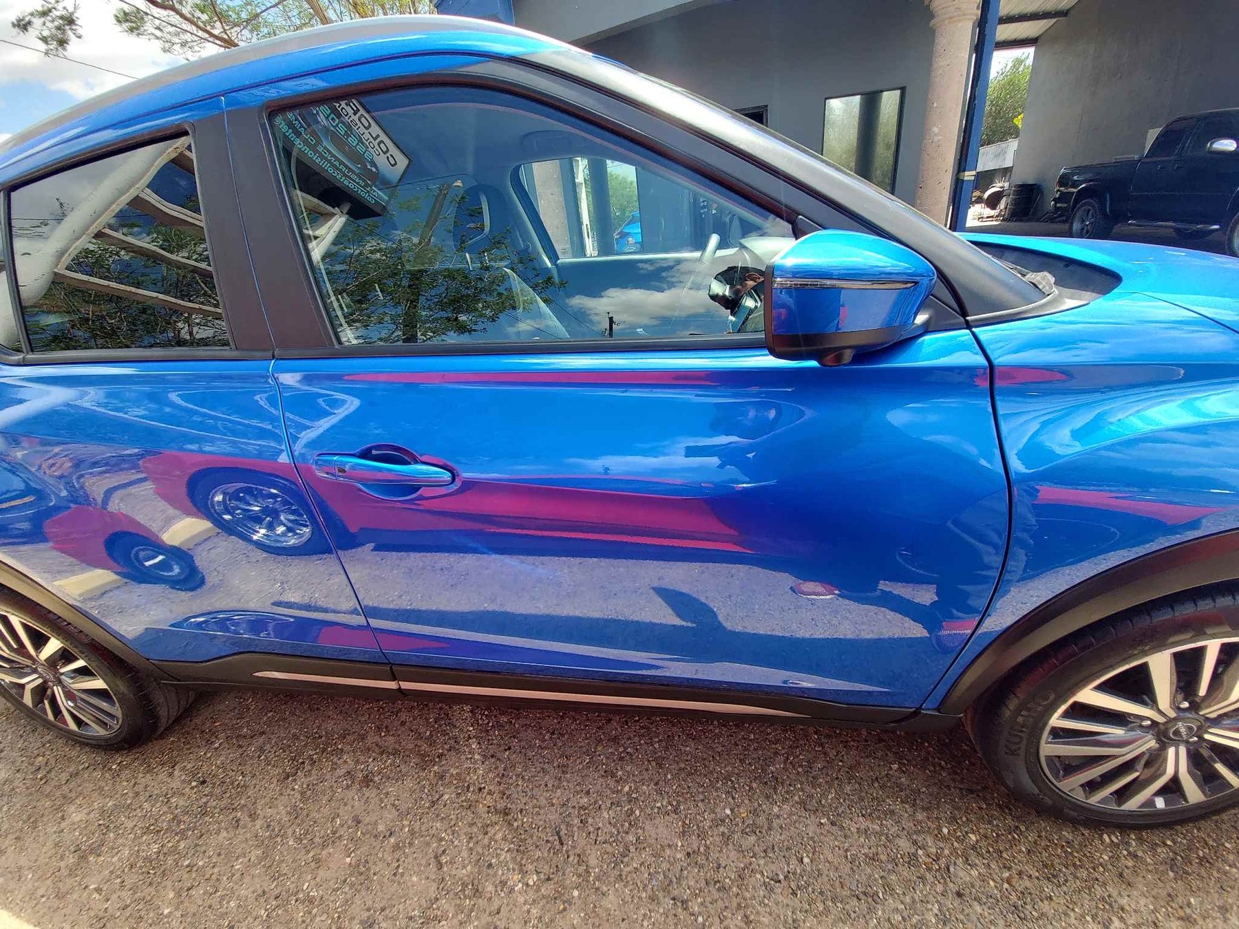 Blue crossover restored after side collision repair